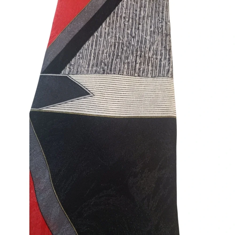 Zionetti Mens Tie Necktie Designer‎ Luxury Black Gray Red Geometric Italian Silk